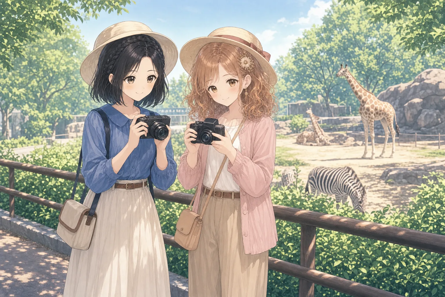 青山栞、桃瀬美羽が動物園で写真散歩を楽しむ様子